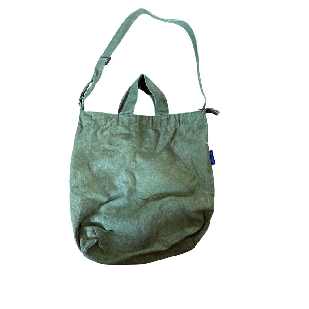 Baggu Duck Bag Olive Green Canvas Tote Adjustable Shoulder Strap Crossbody